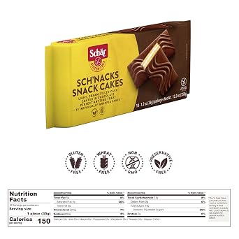 Schar - SCH'NACKS Snack Cakes - Certified Gluten Free - No GMO's, Wheat or Preservatives - (12.3 oz) 3 Pack