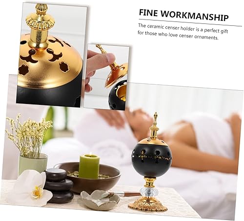 Miniatura 7 de DECHOUS Quemador de incienso hueco de hierro forjado para decoración de estudio de meditación y yoga soporte de incienso de metal para palos