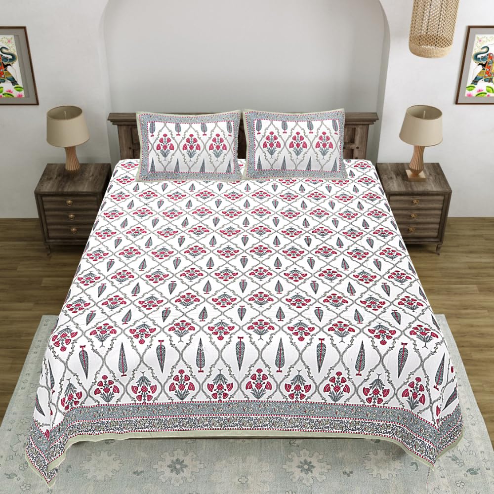Living Roots Pure Cotton Bedsheets - Grey Paisley -24