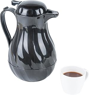 Restaurantware Thermal Coffee Carafe Pack of 1 Plastic 64 Ounces Insulated Coffee Server With Ergonomic Handle - Black Coffee Pot With Drip-Free Spout - Large Capacity For Catering, Hot Drinks