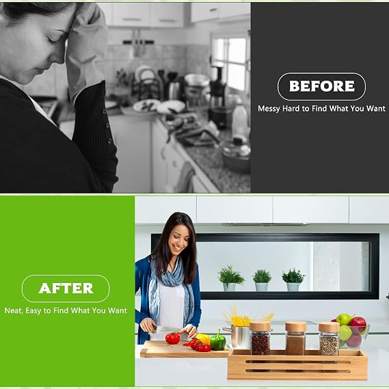 2 Pcs Wooden Spice Rack Wall Mounted Spice Racks for Kitchen Countertop Cupboard Shelf Organizer Wall Pantry Herbs Spices Organizers and Storage Shelf Organisers(12.2 x 3.3 x 2 inch)