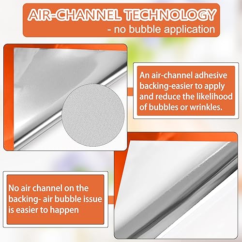 Miniatura 6 de WRAPXPERT Vinilo cromado naranja, espejo cromado, vinilo naranja metálico, sin burbujas, 12 x 5 pies, rollo de vinilo adhesivo permanente naranja