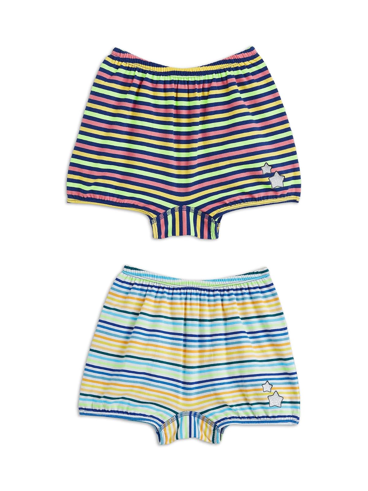 XY Life Cotton Bloomers for Girls, Relaxed Fit, Stripes, Pack of 2,