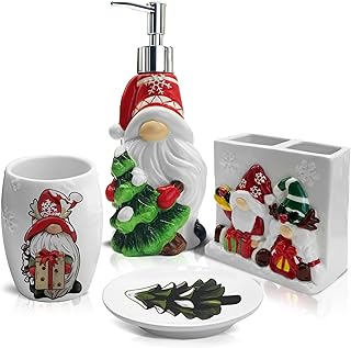 Christmas Bathroom Decor Set, Christmas Gnomes Bathroom Decor, Gnome Too...