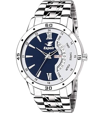 Espoir Analogue Stainless Steel Multicoloured Dial Day and Date Mens Boys Watch - SamTrendy0507