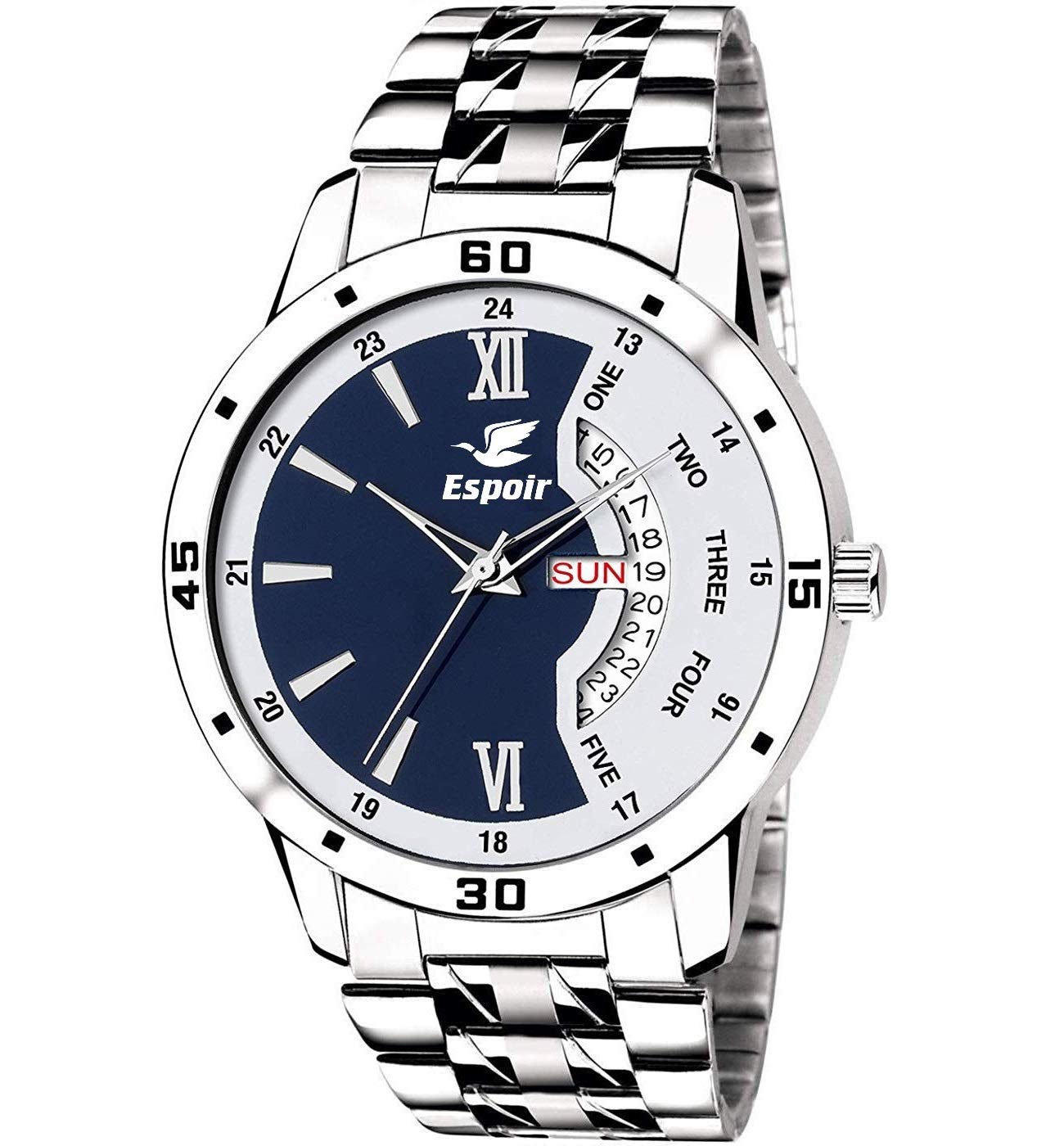 Espoir Analogue Stainless Steel Multicoloured Dial Day and Date Men's Boy's Watch - SamTrendy0507