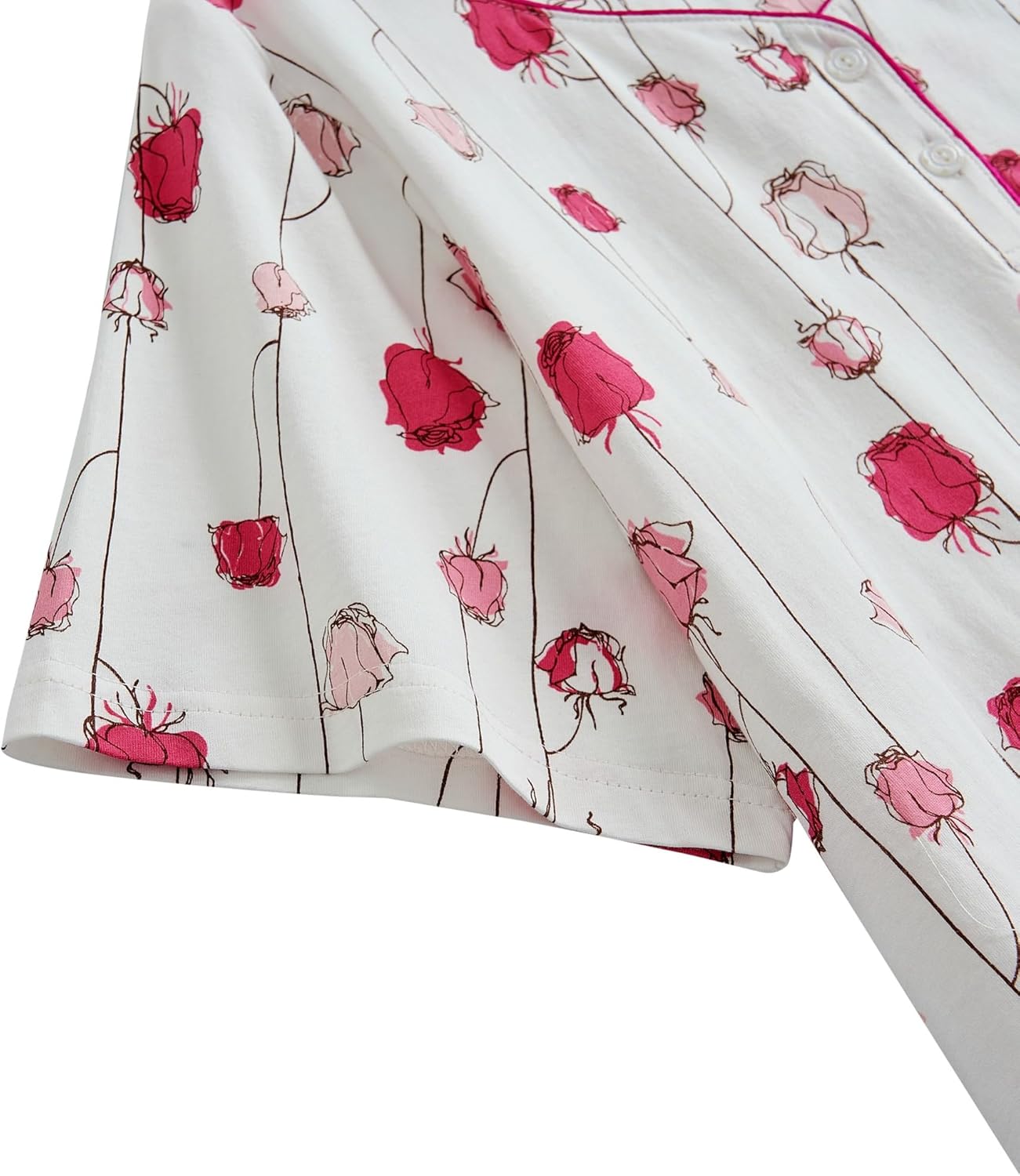 Keyocean Womens Nightgown for Summer - Soft Cotton Comfortable Short Sleeve Lightweight Floral Sleepwear & Loungewear (M-XXL) - Image 8