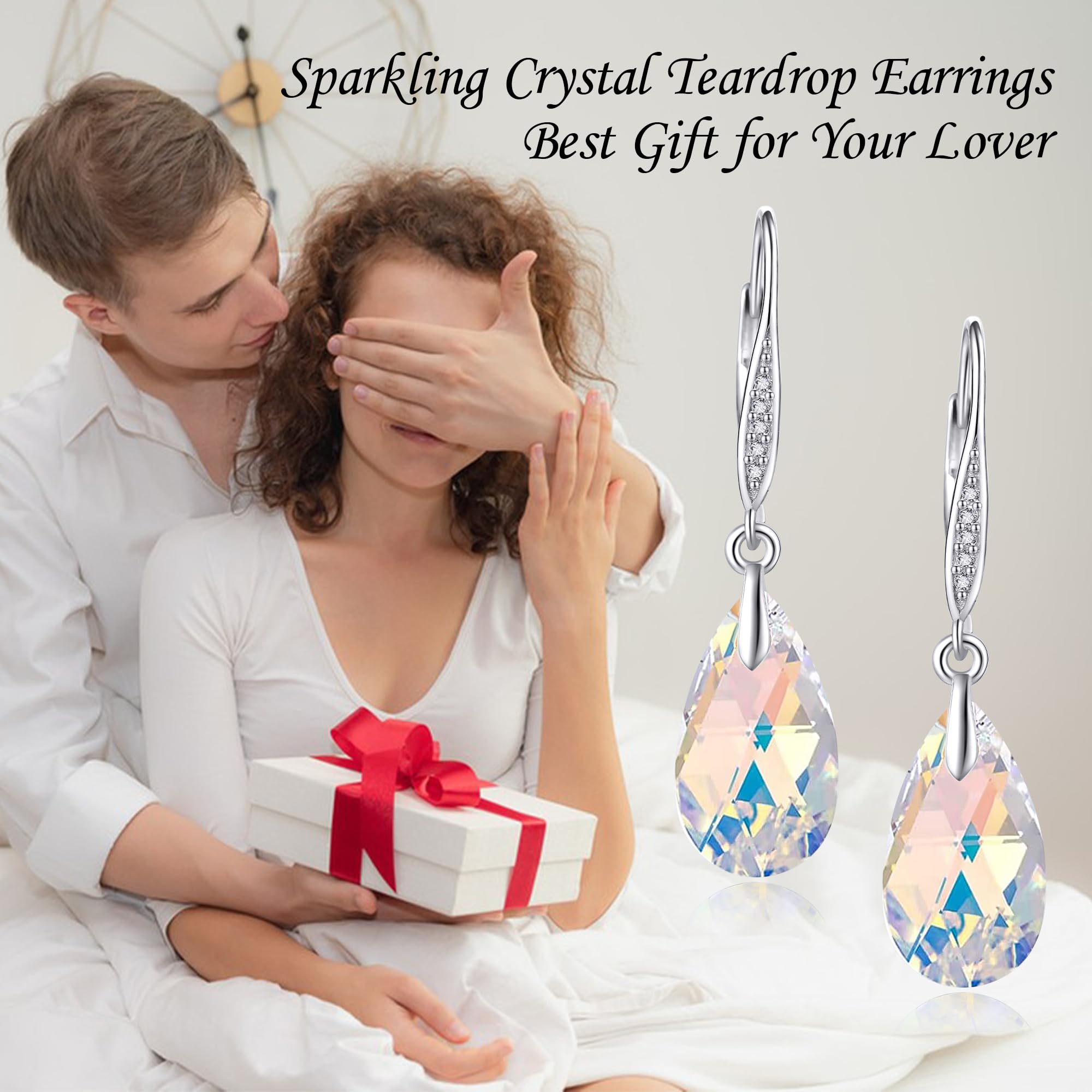 Kristall Ohrringe 925 Sterling Silber Teardrop Ohrringe Modeschmuck Geschenke für Damen Mädchen