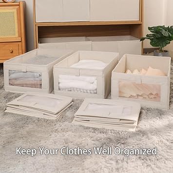 Niviy Wardrobe Organiser Clothes 4 Pack, Large Drawer Organiser 41x28x17cm