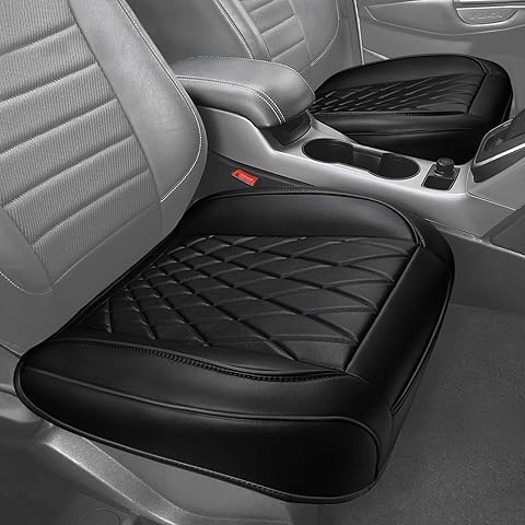 CAR PASS 2 Pack Leather Front Car Seat Covers, Bottom Seat Covers Full Wrapped with Storage Pocket, Anti-Slip Leather Seat Protectors,Waterproof Seat Cushion Pad Universal Fit Sedan SUV Truck, Black
