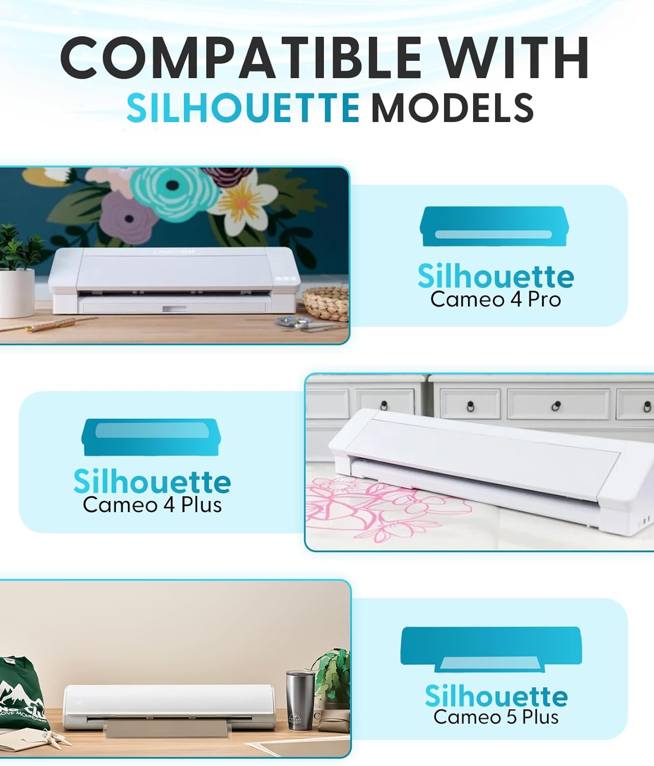 Silhouette Cutting Mat - Craft Cutting Mat for Cardstock, Chipboard, Craft Foam, and Speciality Materials - Light Tack Adhesive Replacement Mat for Cameo Machine - 14x15 Inch