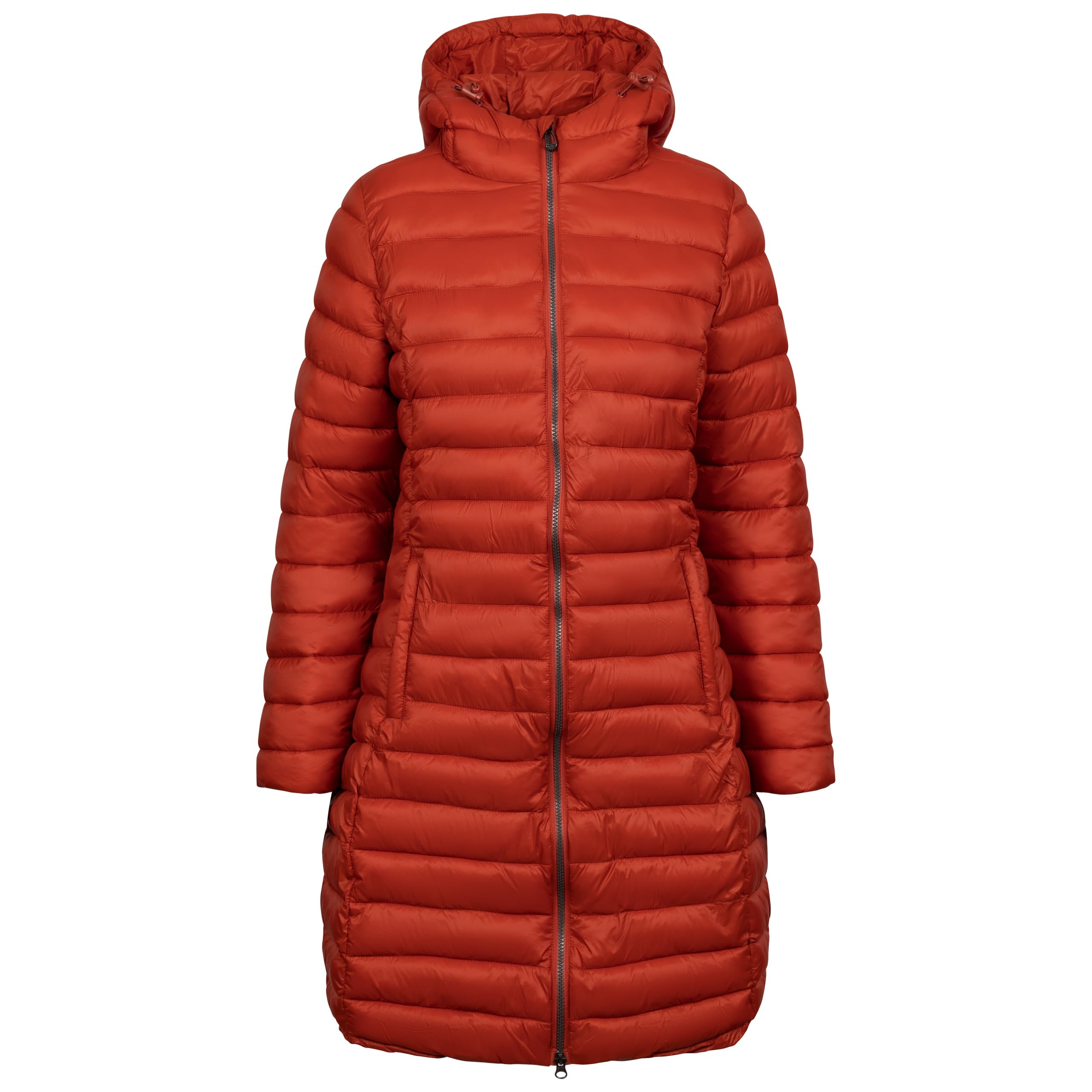 Trespass Women's Casual Jacket Dorothea - Padded, Fake Down Touch, Stitched Baffles, 2 Zip Pockets, Inner Storm Flap, 2 Way Zip, Adjustable Hood, Flat Cuff, Longer Length