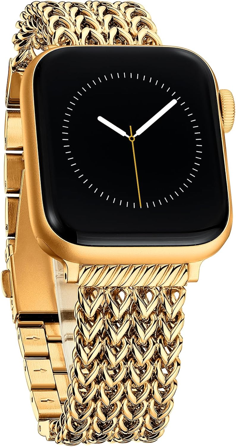 Chain Watch Band for Apple Watch Series 11, 10, 9, 8, 7, 6, 5, 4, 3, 2, 1, SE 3/2/1 Women, Stainless Steel Metal Band for Apple Watch 40mm 41mm 42mm 38mm 44mm 45mm 46mm for iWatch