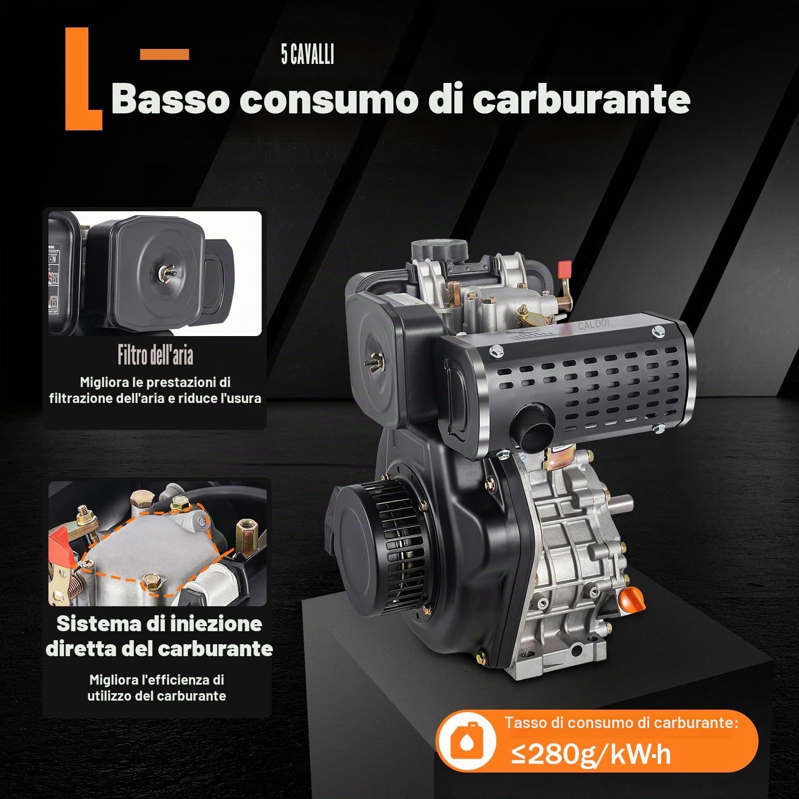 Motore diesel a 4 tempi, 5 CV, motore diesel di avviamento rapido, 4,05 kW, avviamento a fune raffreddato ad aria, albero da 20 mm, cilindrata da 247 cc, monocilindro, motore di avviamento leggero