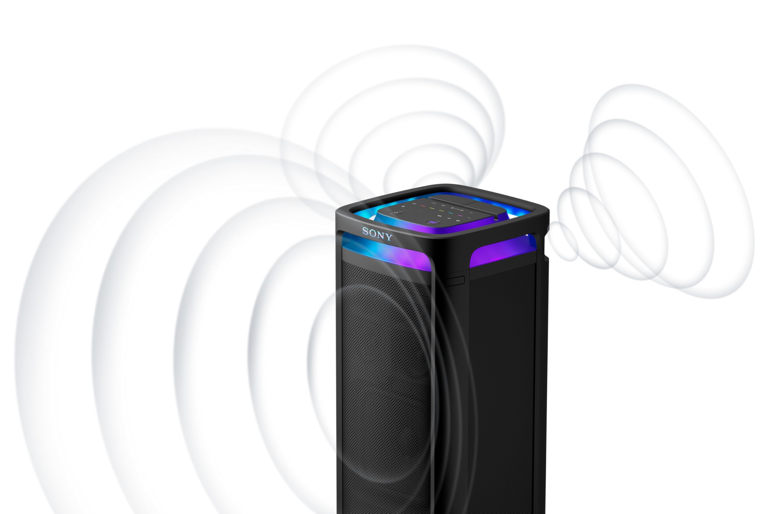 Sony ULT Tower 9AC - Enceinte Bluetooth Party Box Ultimate, Alimentation Secteur, 2 Modes ULT Power Sound, X-Balanced Speaker, 360° Lighting & Sound, entrées pour Karaoke - Noir