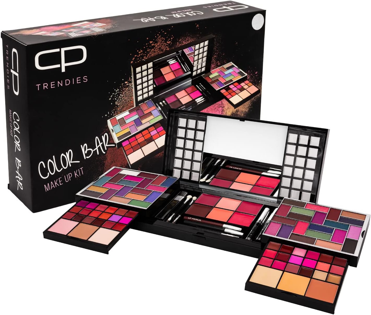 CP Trendies Color Bar Makeup Kit No. 76 for Ladies & Girls | Perfect Makeup Gift Set for Women with 42 Eyeshadows,Eyeliner, Lip Brush & Pencil, Mascara, Mirror, Compact Powder, Foundation