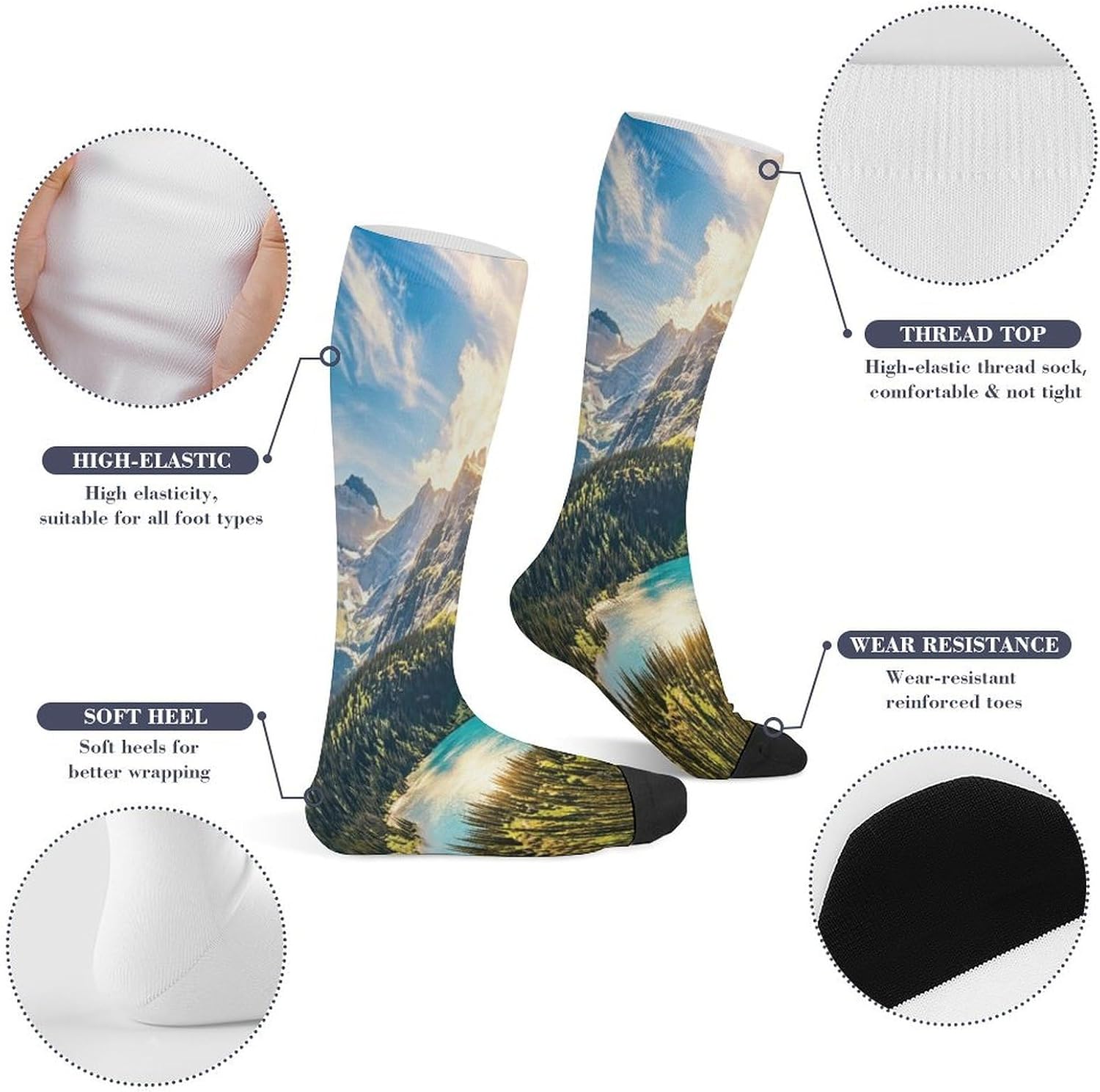 Saint Mary Lake Crew Socks Calf Socks Athletic Crew Sock