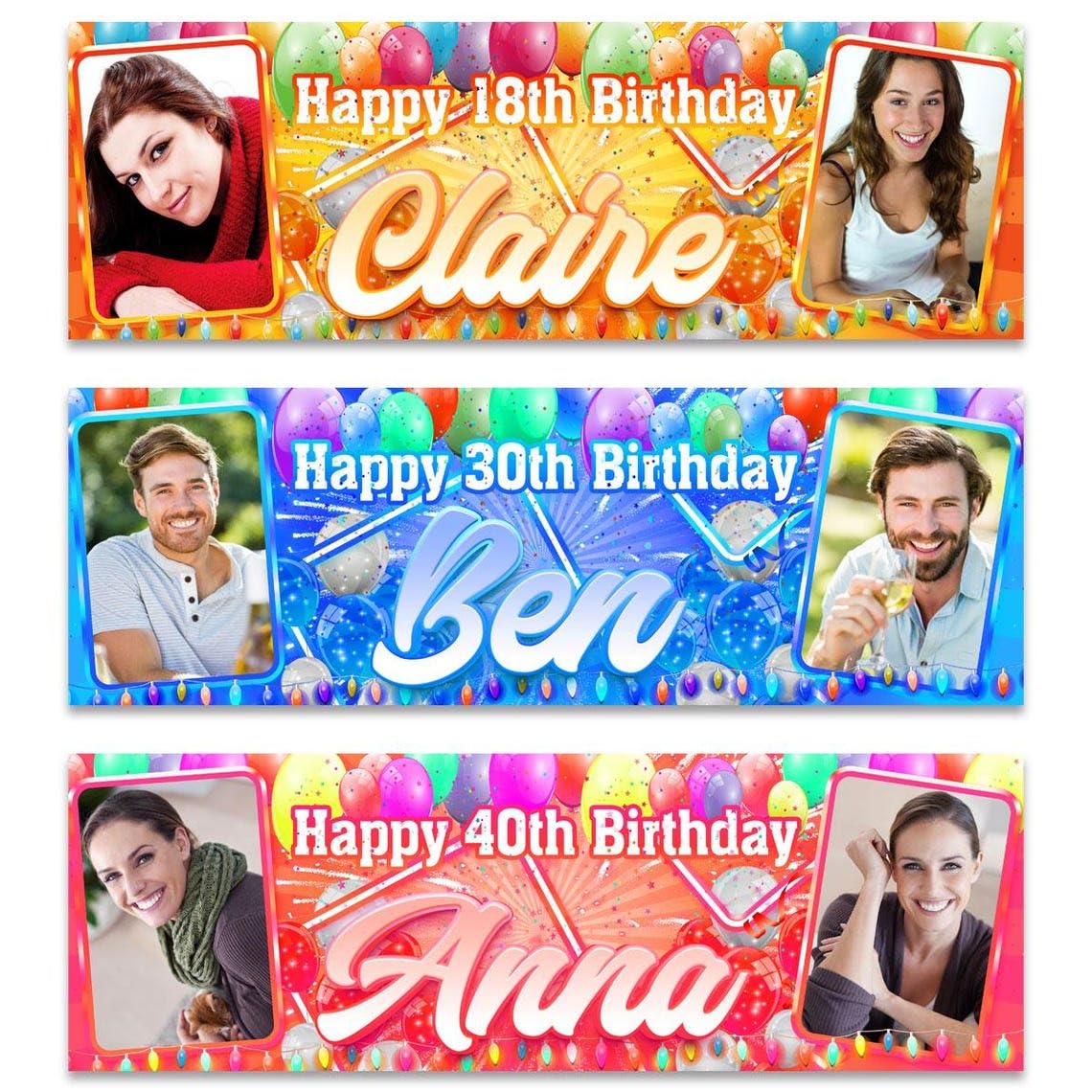 Personalised Photo Birthday Banner Custom Name and Age — image 1