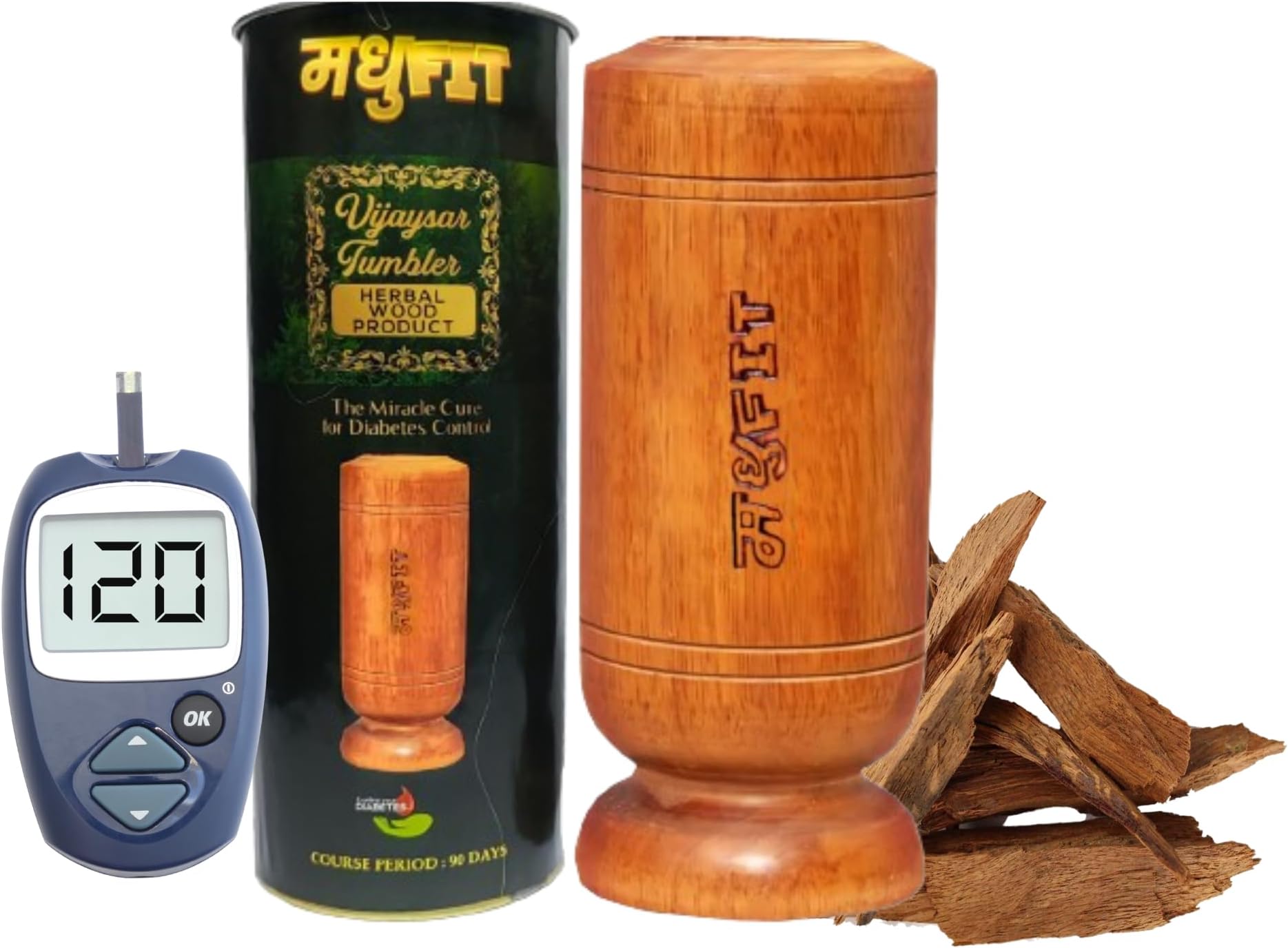 MADHUFIT Vijaysar wood Glass Lab certified | Ayurvedic Glass/Tumbler | Sugar balance Vijaysar Wood Glass | Vijaysar Ki Lakdi Ka Glass | Vijaysar Herbal Tumbler | Bija Glass water capacity 100ml