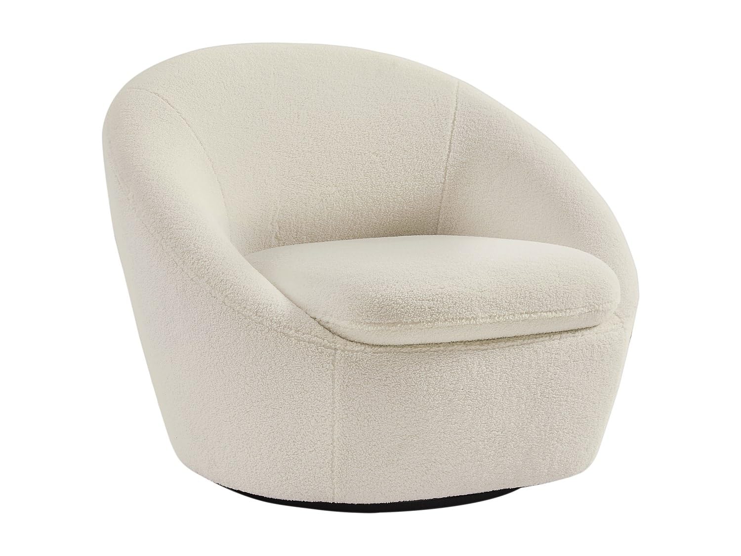 Vente-unique - Fauteuil pivotant Arrondi en Tissu Bouclette Blanc LACARA
