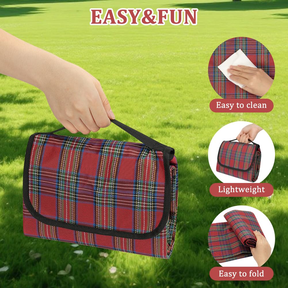 Coperta da Picnic Impermeabile 200x200 cm Pieghevole con Manico Portatile per Spiaggia, Parco, Campeggio