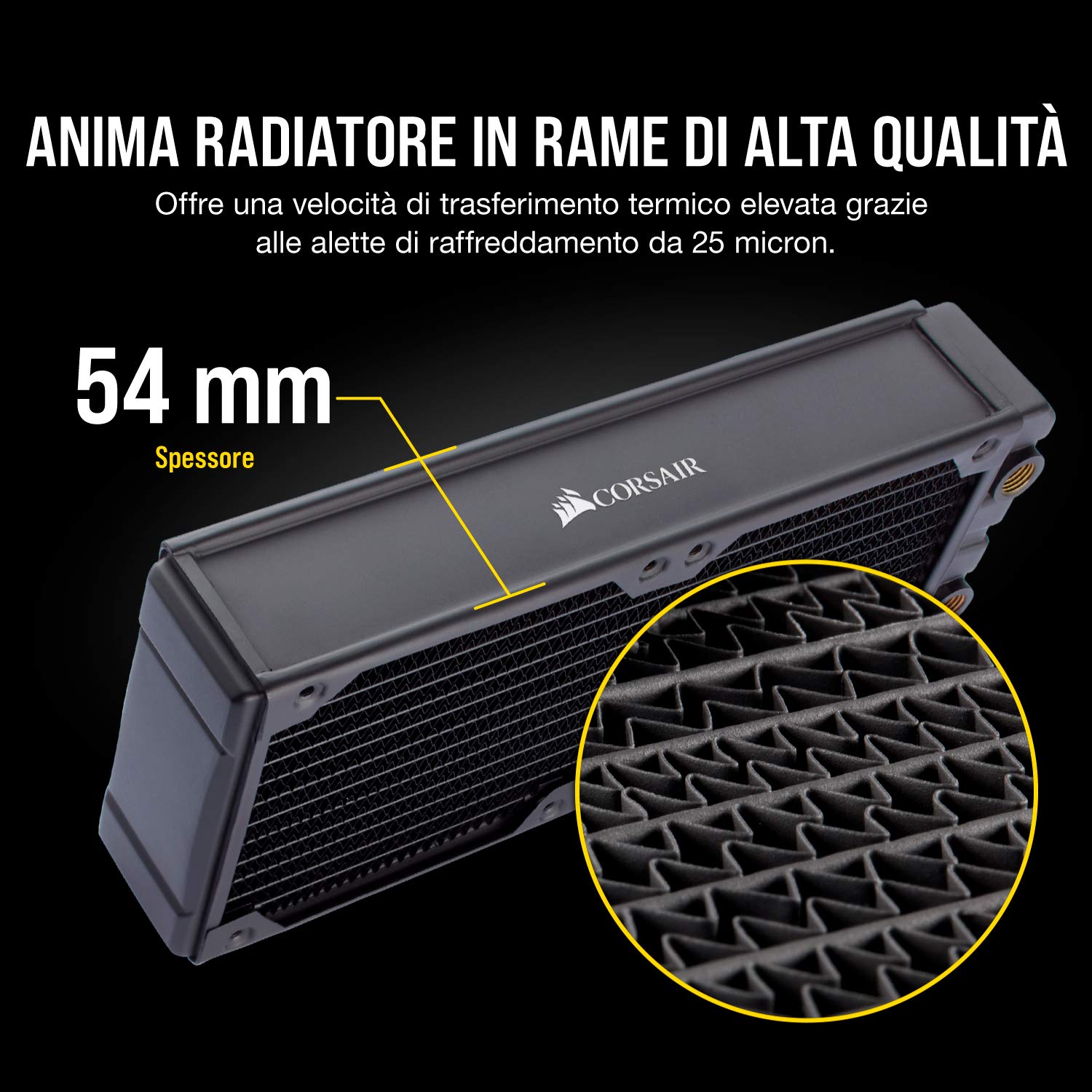 Corsair Hydro X Serie, XR7 240 mm Radiatore Spessore per Raffreddamento a Liquido, Doppi Supporti Ventole da 120 mm, Installazione Struttura di Rame di con Guide delle Viti Delle Ventole, Nero