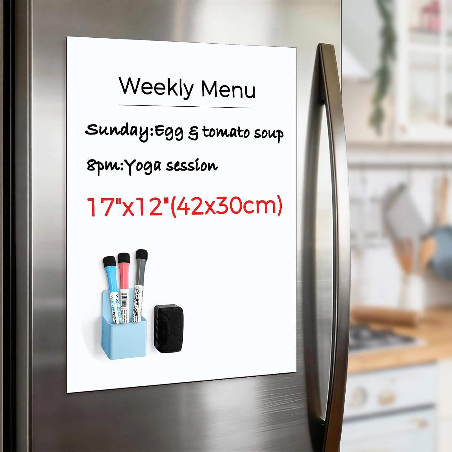 CUHIOY Magnetic Dry Erase Whiteboard Sticker Sheet for Fridge, 17"x12" image 3