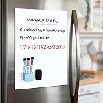 CUHIOY Sticker magnétique de tableau blanc 16,5"x12" - Mini Feuille d'effacement à sec Peel and Stick pour porte-réfrigérateur, salle de dortoir & Cubicle, tableau de notes amovibles pour la liste d'épicerie & Notes rapides, y compris 3 Stylos