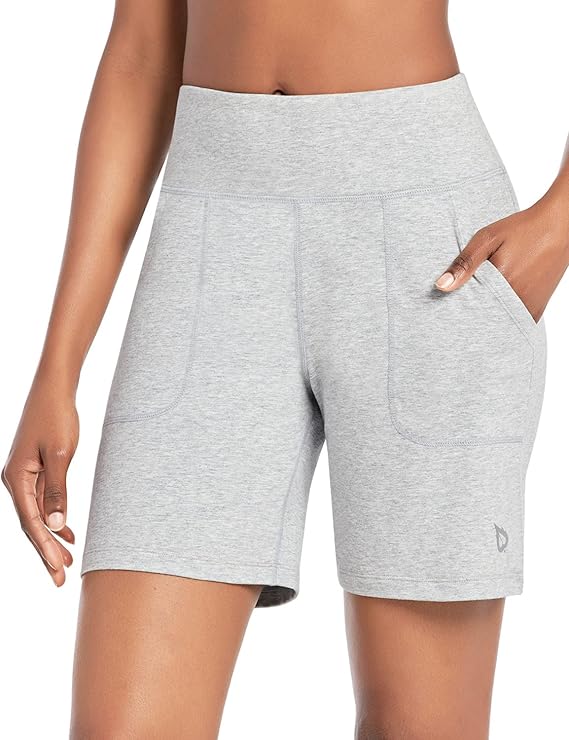 Bermuda shorts for women high waisted athletic long running shorts with pockets