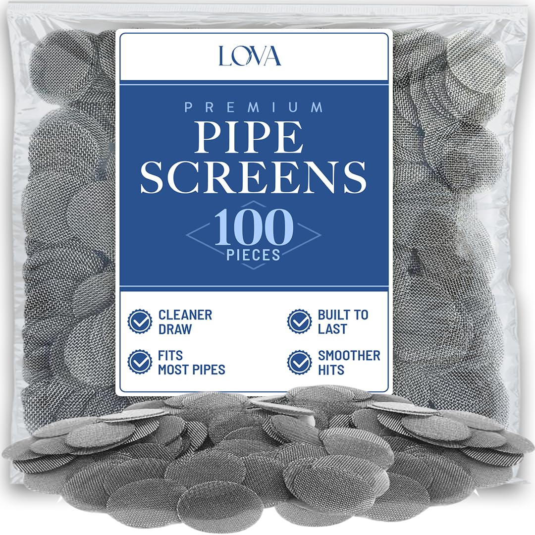 Lova Pipe Screens 100 Pack, 3/4 Inch (0.75") 304 Stainless Steel Mesh Pipe Filter Screens for Tobacco Pipes - Reusable Bowl Screens, Heat Resistant Smoking Pipe Accessories - tobacco related products | Mubboo