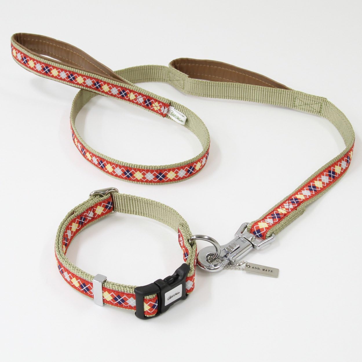 Admate (ADD. MATE) Argyle Lead M (up to 20 kg of medium size dog) Red