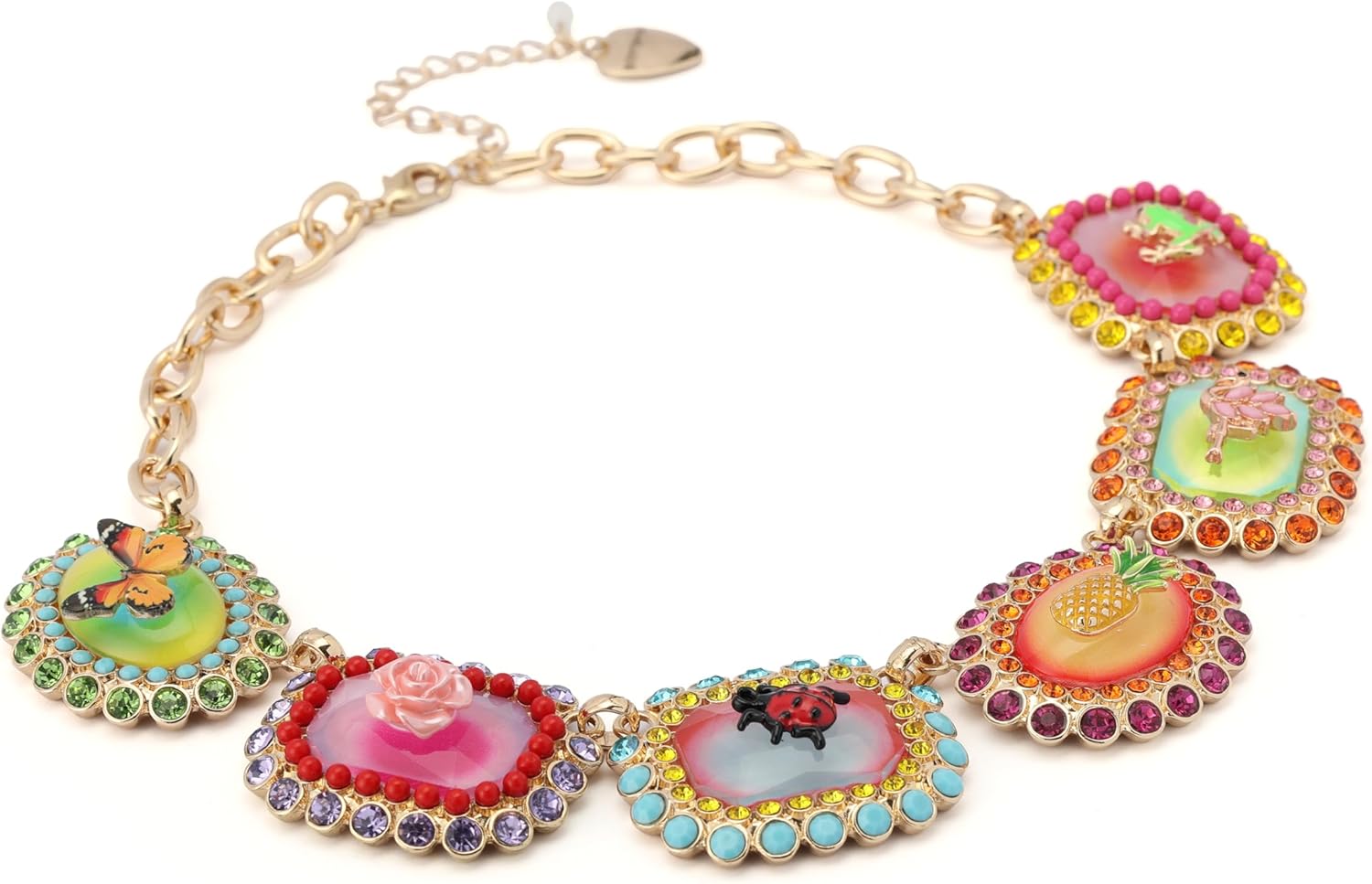 Betsey Johnson Women's Betsey's Backyard Stone Bib Necklace
