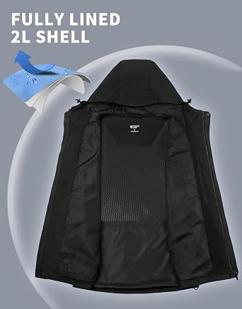 Pioneer Camp 2L Waterproof Hiking Jacket,10000mm Ripstop Rain Jacket