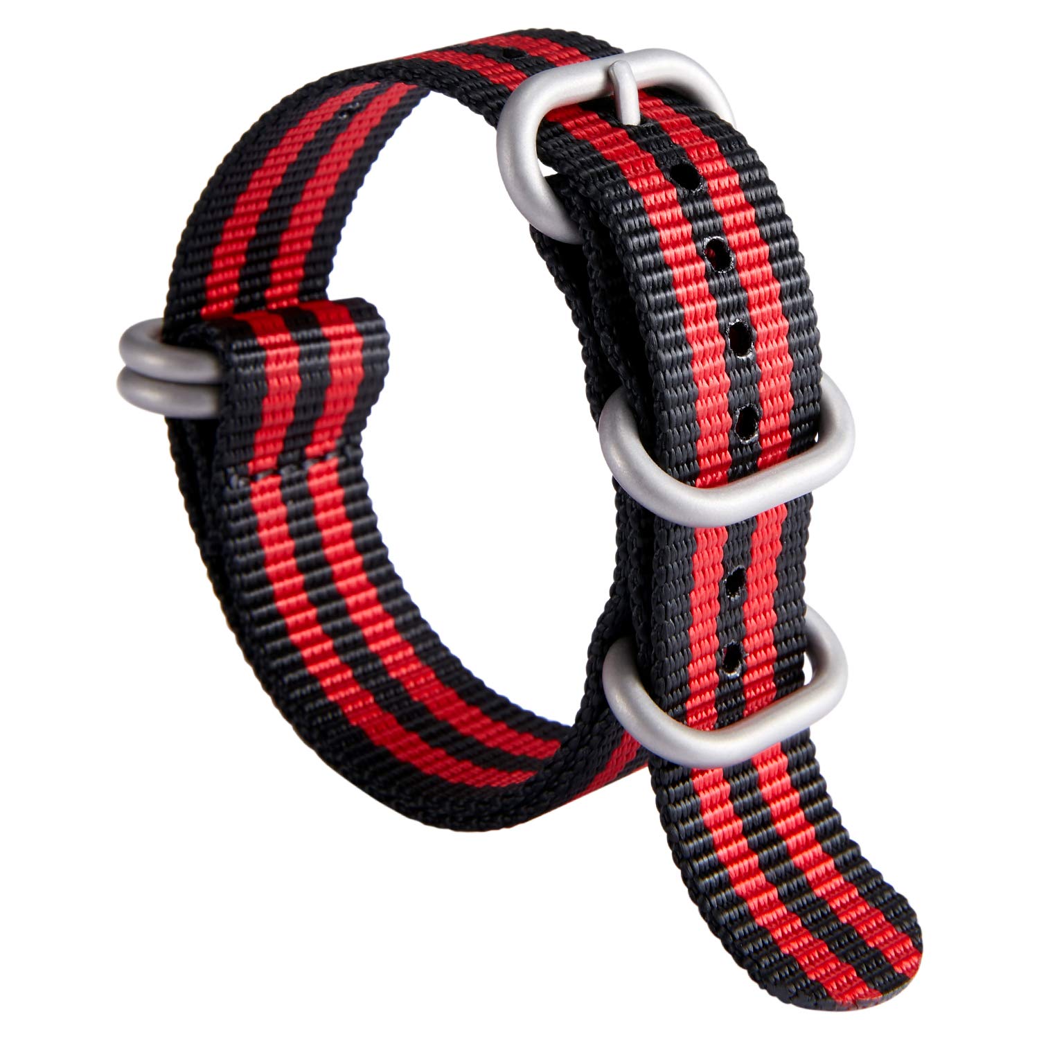 Nylon Watch Strap, Multicolor Watch Bands Replacement for Men Women 18mm 19mm 20mm 21mm 22mm 23mm 24mm G10 Premium Ballistic with Military Heavy Duty 5 Rings Silver/Black Stainless Steel Buckle — view 20