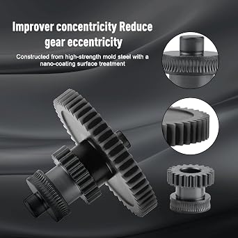 Neptune 4 Extruder Gear Upgrade Kit - Nanocoated Mold Steel Dual Gear Extruder for Elegoo Neptune 4/Pro/Plus/Max, One-Piece Shaft Integrated Gear Assembly