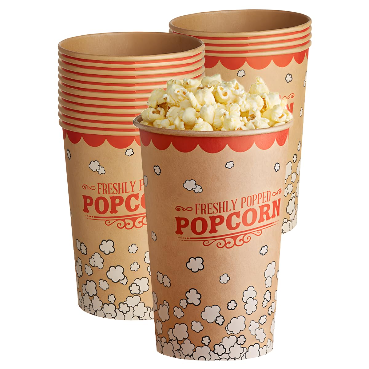 300 Pack, Kraft 130 oz. Popcorn Buckets, Commercial Popcorn Buckets, Popcorn Containers, Disposable Popcorn Buckets, Popcorn Tubs, Ideal for Movie Night, Parties, Cinema, Carnival