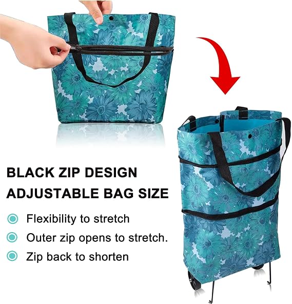 Foldable Shopping Trolley Bag with 5KG Capacity(Blue)