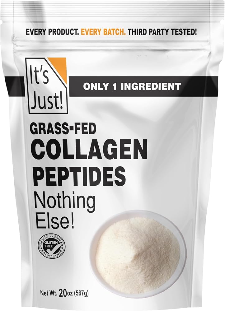 It's Just! - Collagen Peptides (1.25lb) Grass-Fed Protein Powder, Unflavored, GLP-1 Friendly, Heavy Metal Tested by 3rd Party Lab, Type I & III, Hydrolyzed to Dissolve Quickly, 20oz