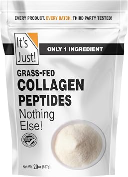 Its Just! - Collagen Peptides 1.25lb Grass-Fed Protein Powder, Unflavored, GLP-1 Friendly, Heavy Metal Tested by 3rd Party Lab, Type I & III, Hydrolyzed to Dissolve Quickly, 20oz