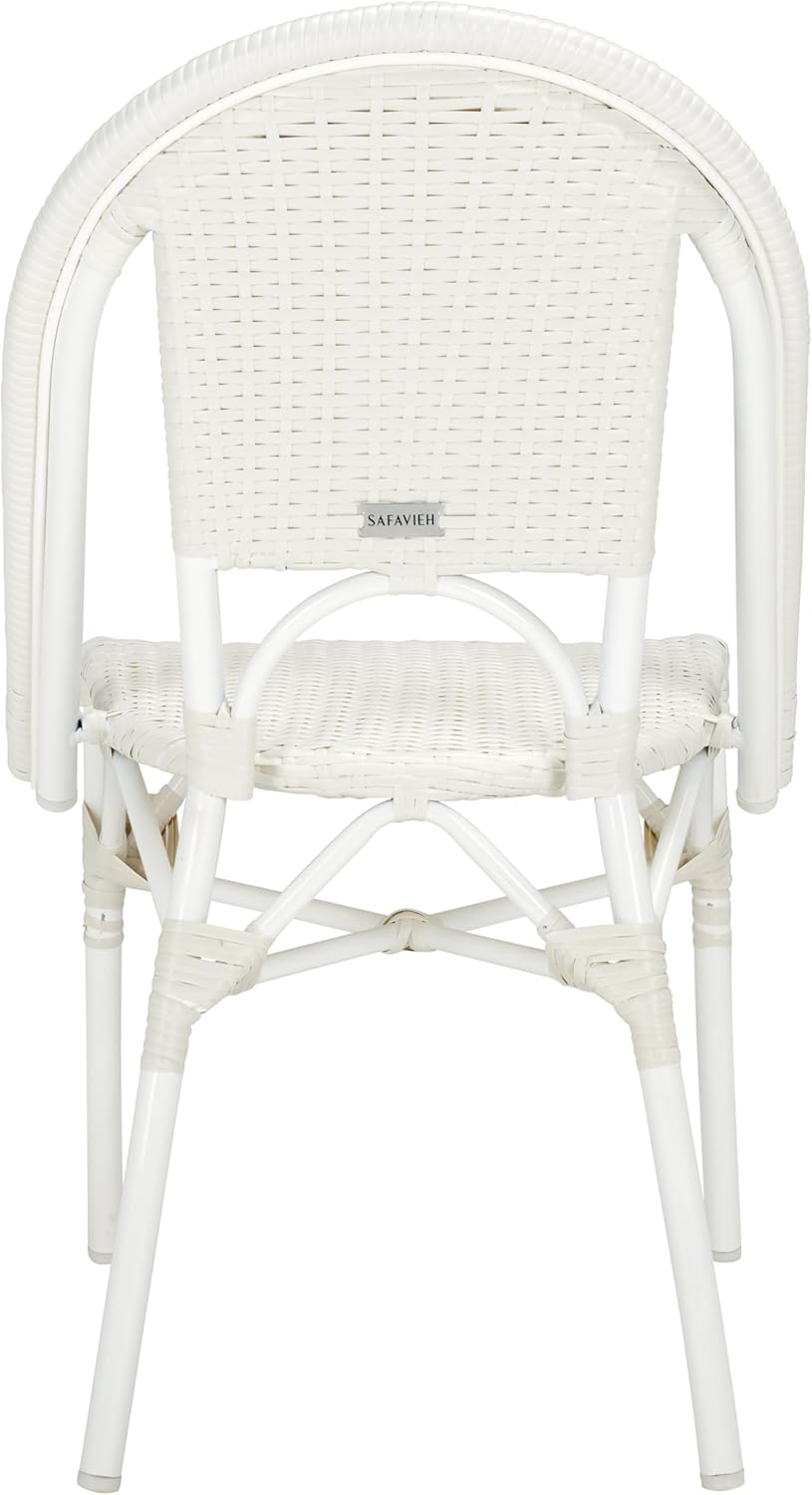 SAFAVIEH Outdoor Collection Torino White Parisian Bistro Chair Set of 2 (Fully Assembled)