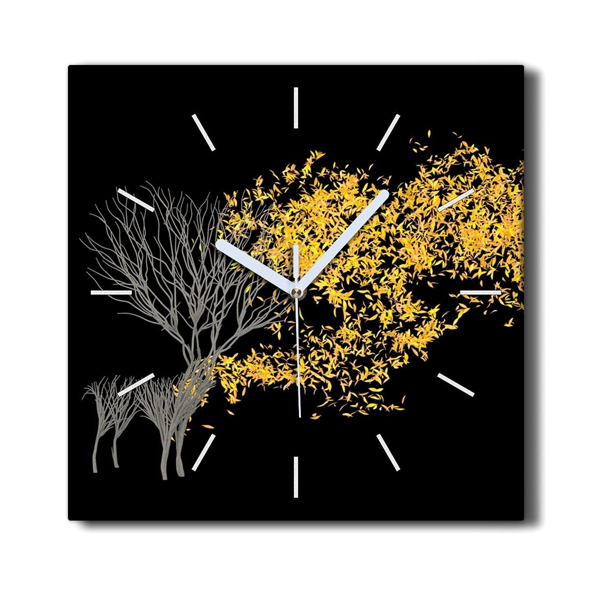 Horloge sur Toile Cerfs Arbre Coloray - Horloge Murale sans tic-tac salon