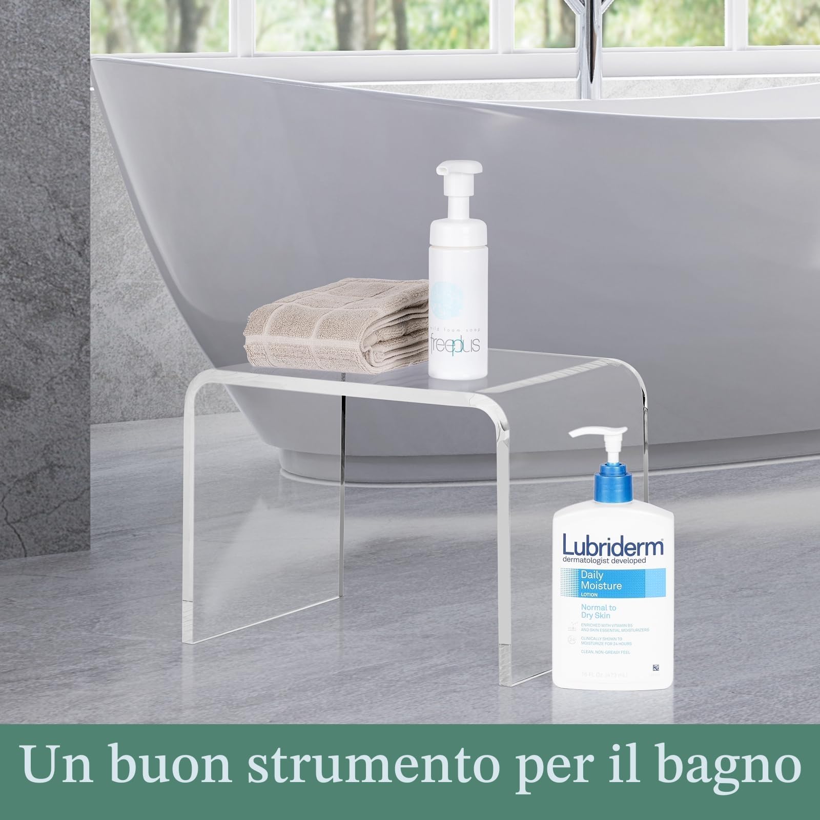 MYOYAY Sgabello doccia sedia acrilico sgabello da doccia in trasparente antiscivolo panca da doccia in Sgabello Decorativo Casa per bagno, cucina, camera da letto