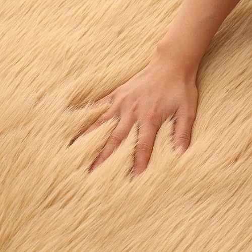 Miniatura 8 de Alfombra de piel sintética de oveja súper suave y esponjosa, para dormitorio, dormitorio, sofá, sala de estar, pasillo, mesita de noche, alfombra