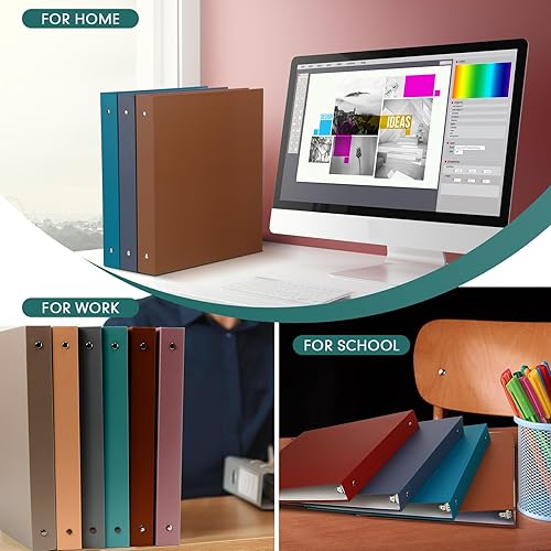Miniatura 6 de Ctosree 10 carpetas de 3 anillos resistentes de 1 pulgada con 2 bolsillos, carpetas de hojas sueltas multicolor para tamaño carta, escuela, oficina,