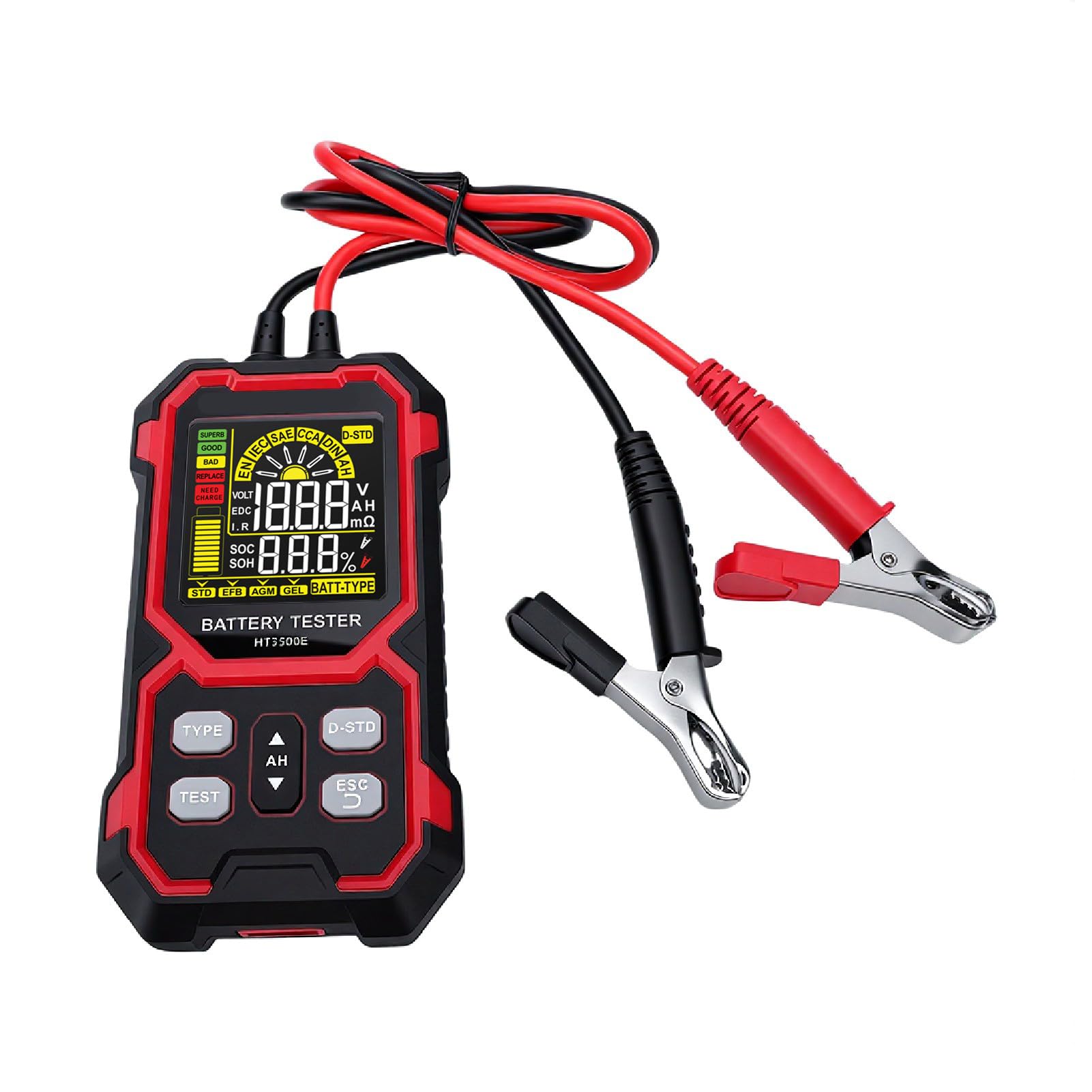 Tester Batteria, Analizzatore Batteria Digitale 50-2000 CCA con Test di Carico, Strumento Diagnostico Automobilistica per Auto, Camion, Motocicli, Barche