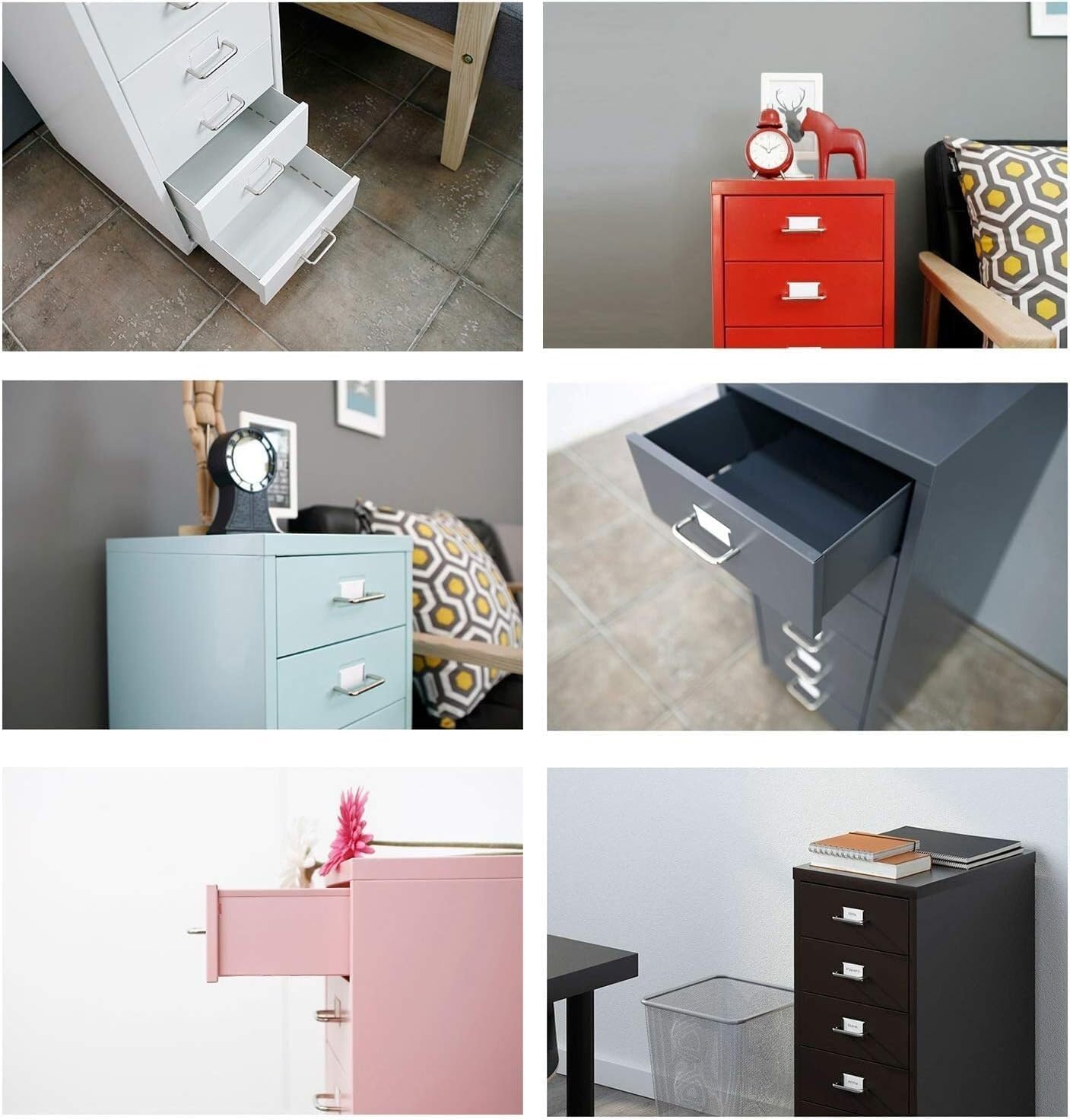 5/6/8 Drawer Metal Filing Cabinet, Mobile Storage Unit for Home/Office, Pink, with Casters and Large Storage Space(Blue) (Pink)