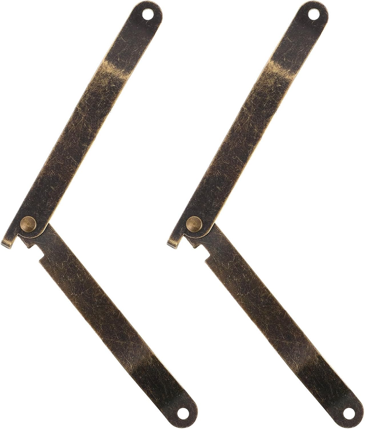 Vintage Iron Box Hinges for Wooden Jewelry Boxes, Metal Chest Hinges Replacement with Decorative Support Brackets, 2Pcs Set for Craft and Toolbox Use