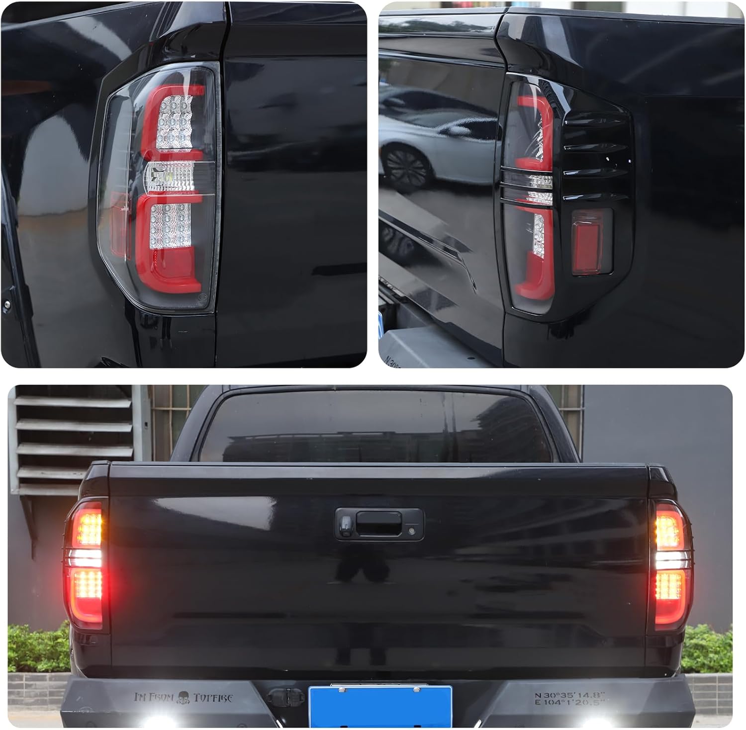 HAPPYHORSE Car Tail Light Cover decorative frame Compatible with Toyot@ Tundra 2007-2021 Tail Light Lamp Protection Cover，ABS Tail Brake Light Lamp Protection Covers Accessories (Piano Black)