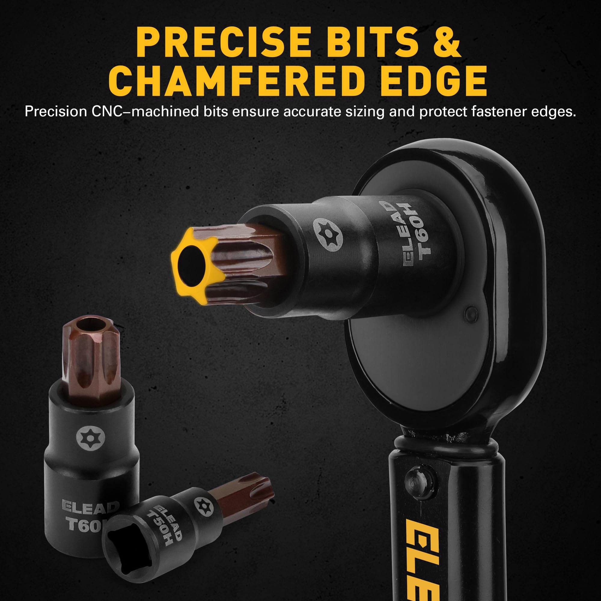 Juego de llaves de vaso Torx de 16 piezas, acero S2 de alta calidad, estilo europeo T8-T60 con adaptadores de enchufe, juego de llaves de estrella de 1/10.2 cm, 3/20.3 cm y 1/5.1 cm | Herramientas