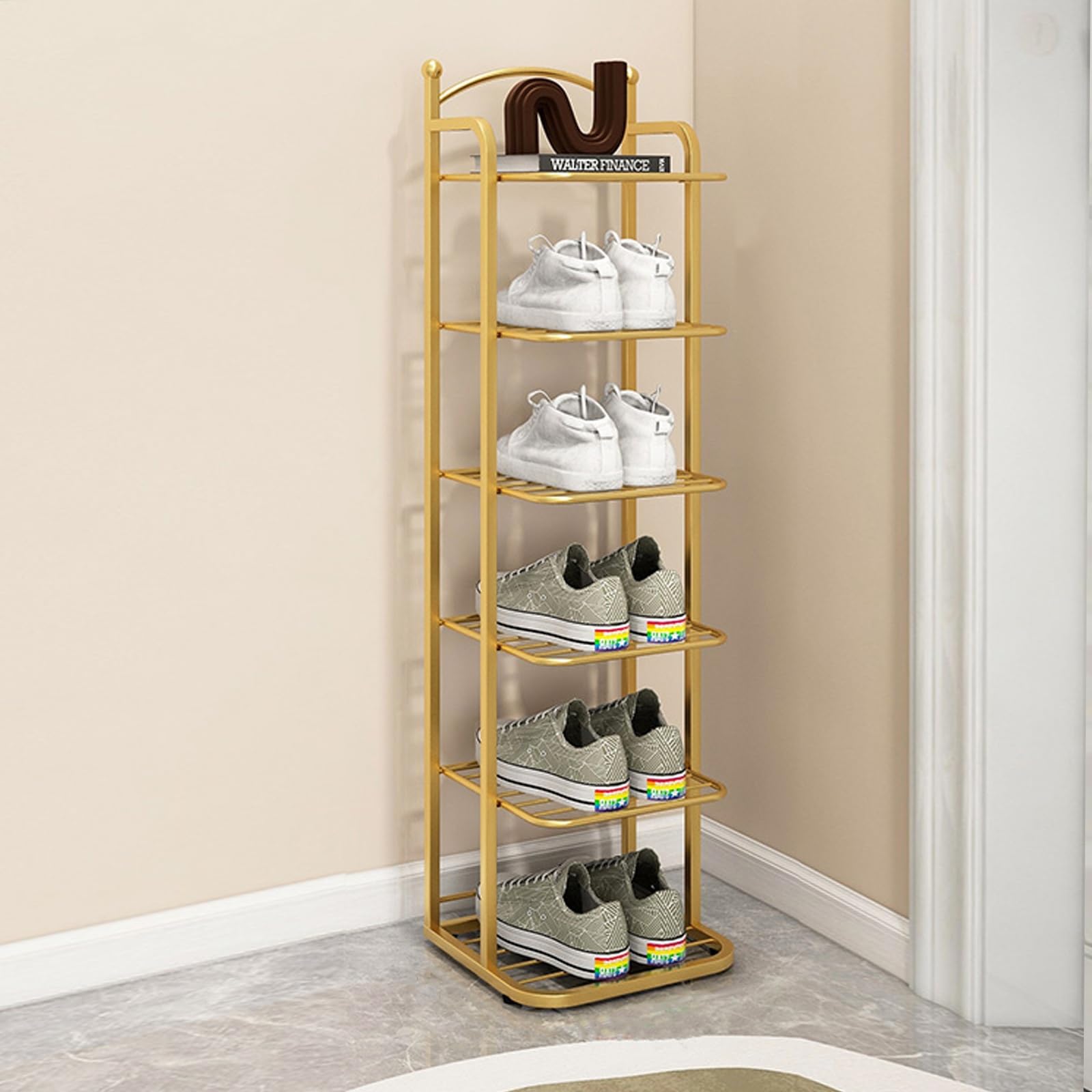 Scarpiera Pieghevole 7 Livelli In Bambù - Scaffale Autoportante Salvaspazio Per Ingresso - Foto 9